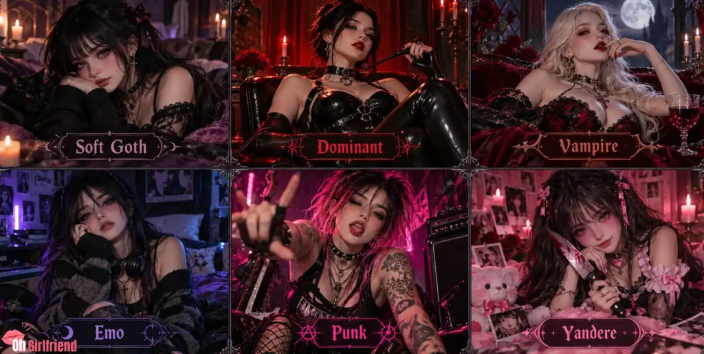 8 Best Goth AI Girlfriend Apps 2026: Dark Girls, Dirty Flirting & Gothic Roleplay 13 6 Goth AI Girlfriend Types