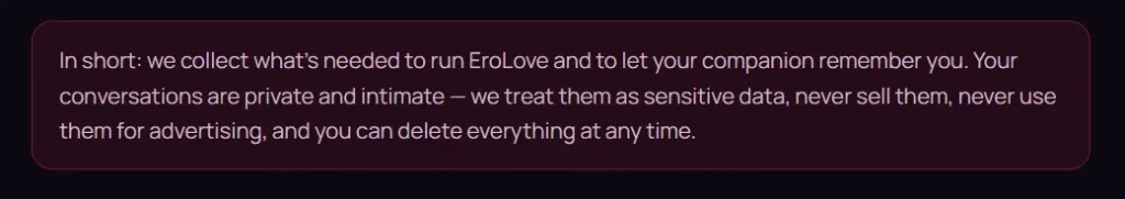 EroLove AI Chat Privacy Policy