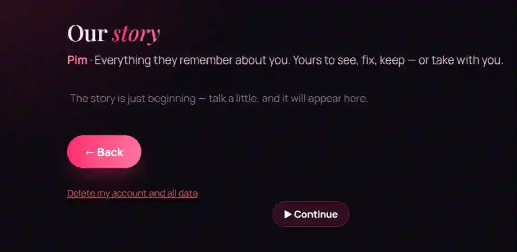 EroLove AI Our Story Memory Dashboard