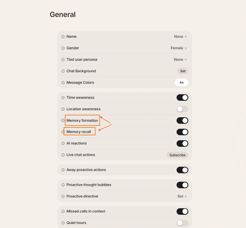 Kindroid AI Review 2026: Pricing, Memory, Voice and Verdict 4 Kindroid AI memory recall settings