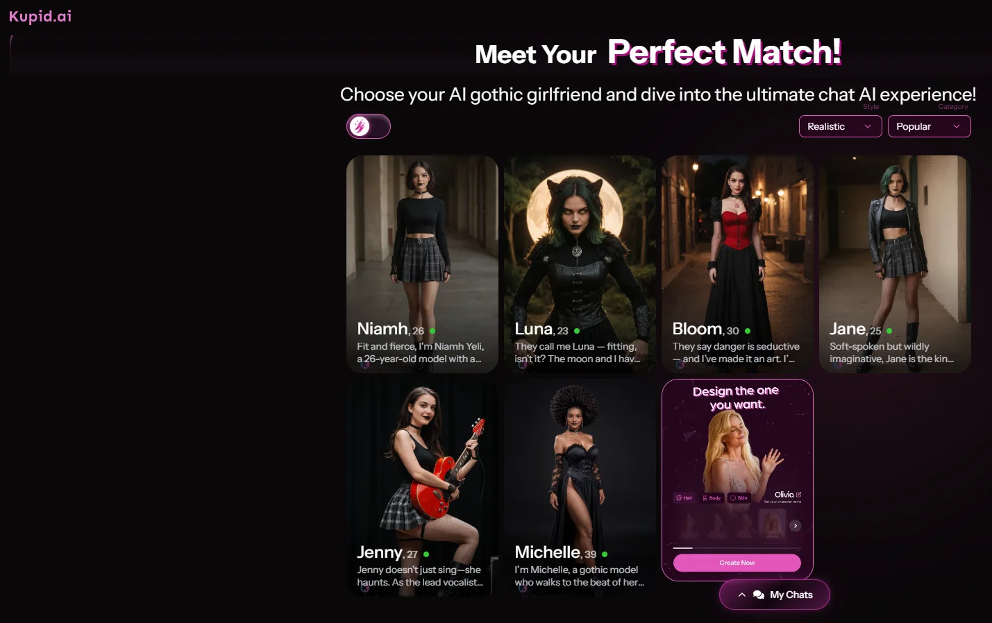 8 Best Goth AI Girlfriend Apps 2026: Dark Girls, Dirty Flirting & Gothic Roleplay 11 Kupid AI Goth AI Girlfriend