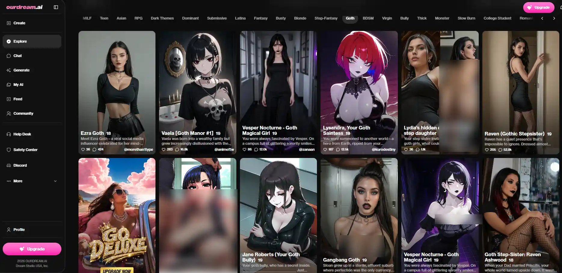 8 Best Goth AI Girlfriend Apps 2026: Dark Girls, Dirty Flirting & Gothic Roleplay 6 Oudream AI Goth AI Girlfriend